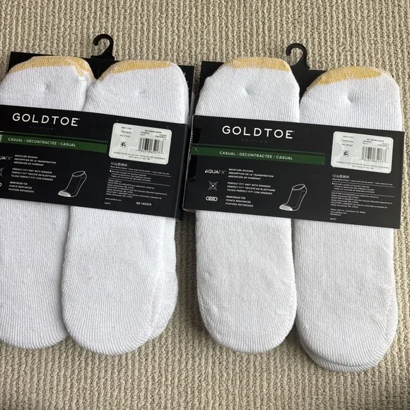 2 Gold Toe Edition 6 Pair White Casual No Show Sneaker Socks Size 6-12.5 - New - Picture 6 of 9